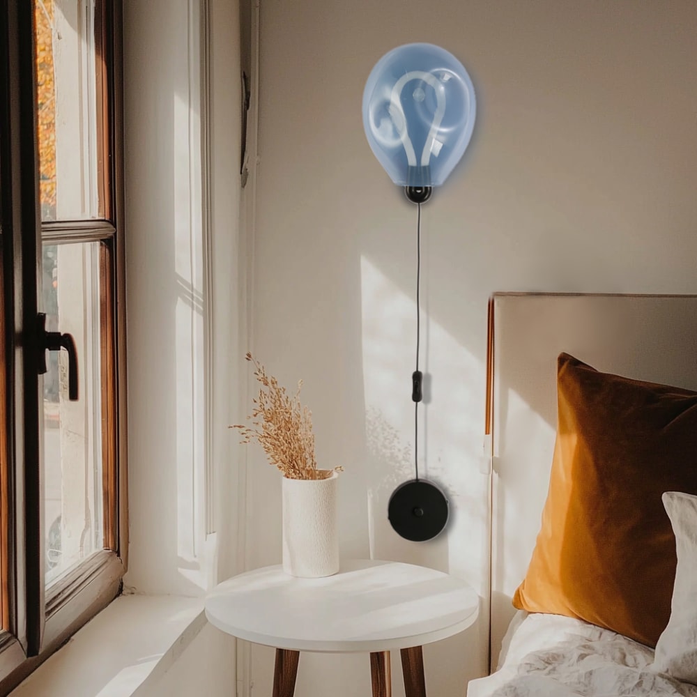 Applique murale globe bleu froissé LED 8W avec câble 26cm — vue 3