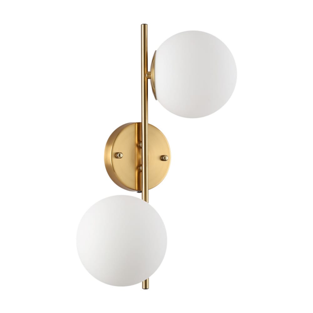 Alpinaluz Wandleuchte mit zwei Glaskugeln, Messing style modern Gold Kristall