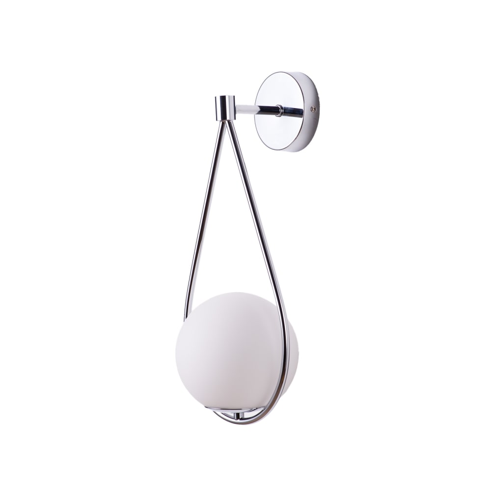 Applique murale argentée avec sphère en verre opalin, E27