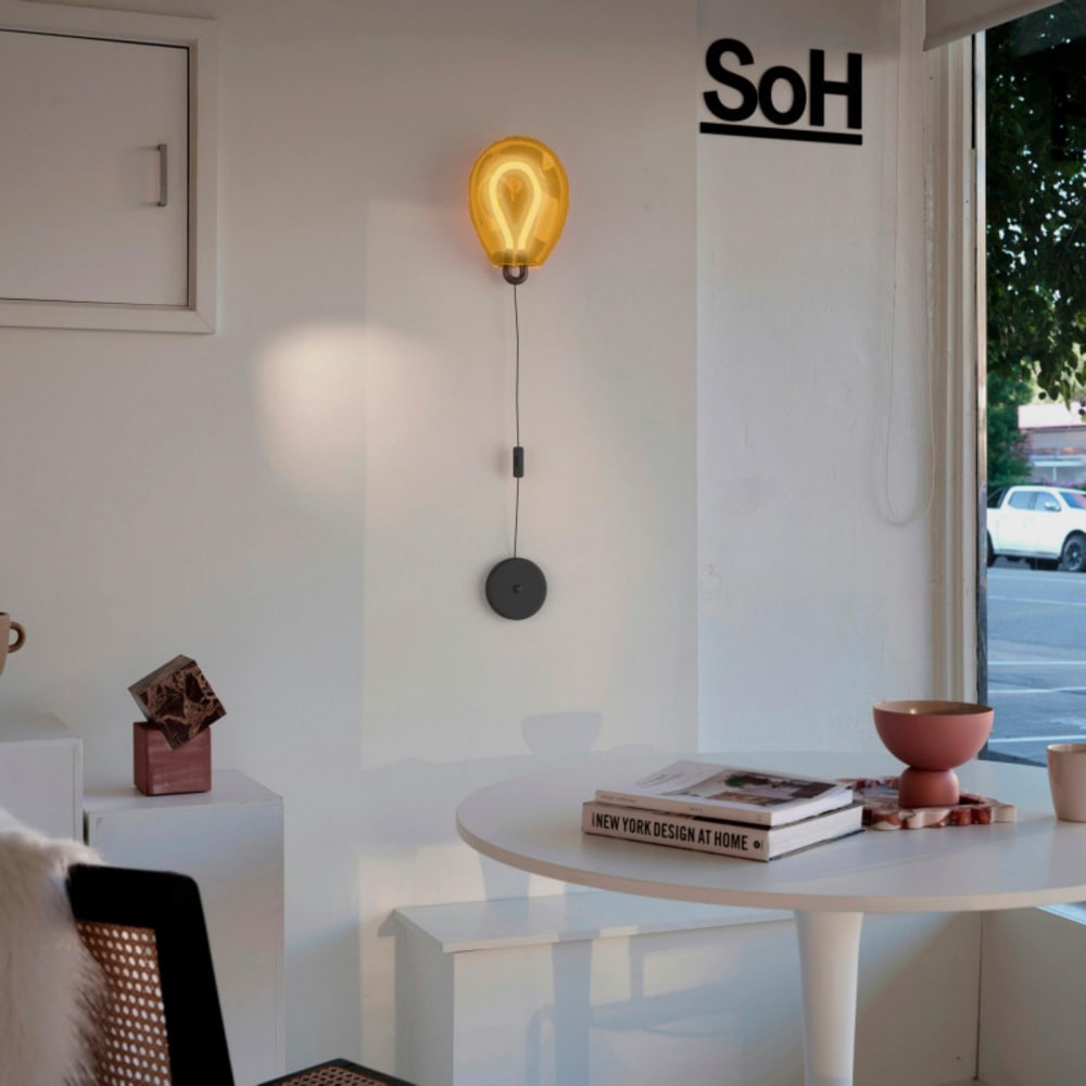 Applique murale globe jaune froissé LED 8W avec câble 26cm — vue 3