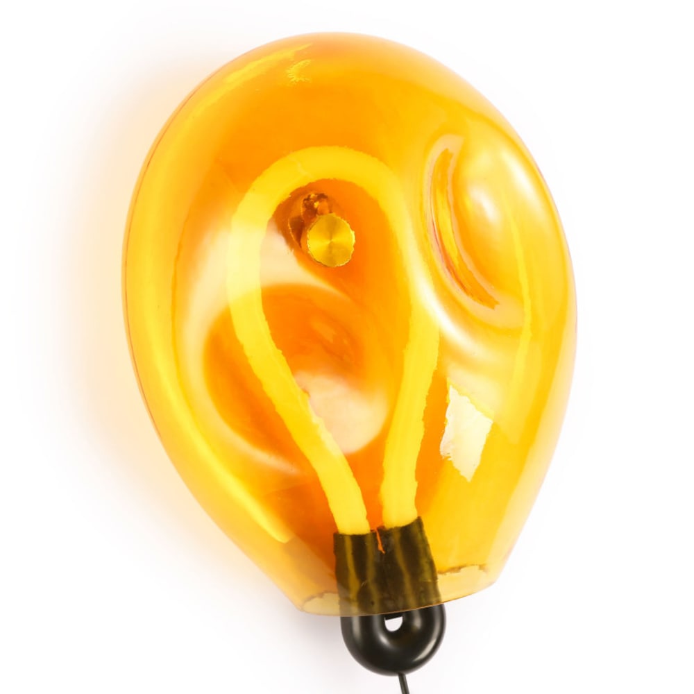 Applique murale globe jaune froissé LED 8W avec câble 26cm — vue 4