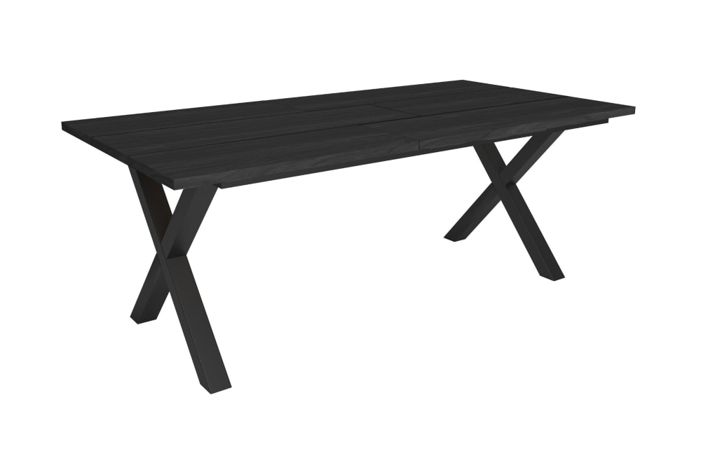 Table à manger effet bois noir 194x90x74cm