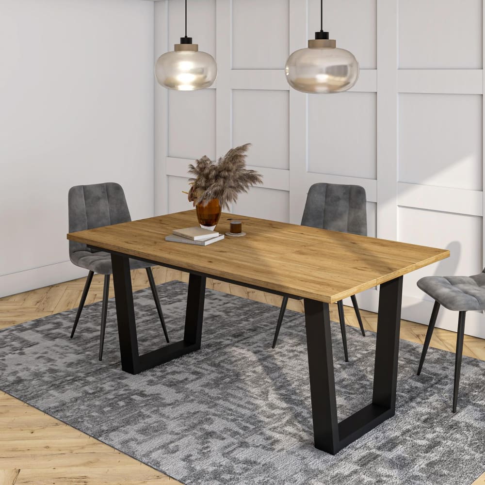 Skraut home Esstisch Holzeffekt 167x90x74cm Eiche style modern Beige Spanplatte