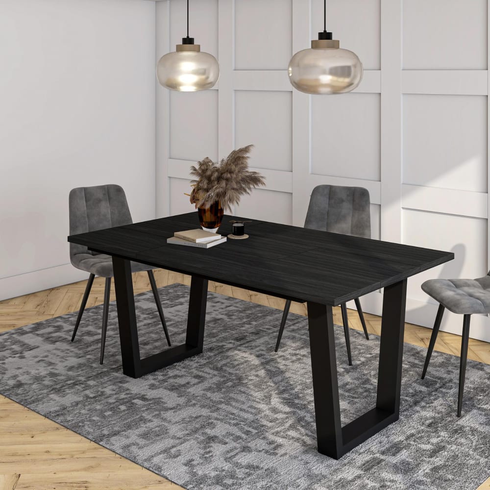 Skraut home Esstisch Holzeffekt 167x90x74cm Schwarz style industrial Schwarz Spanplatte