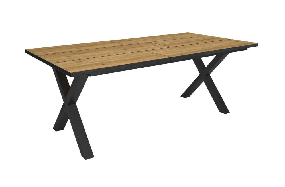 Esstisch Holzeffekt 194x90x74cm Eiche und Schwarz - Maisons Du