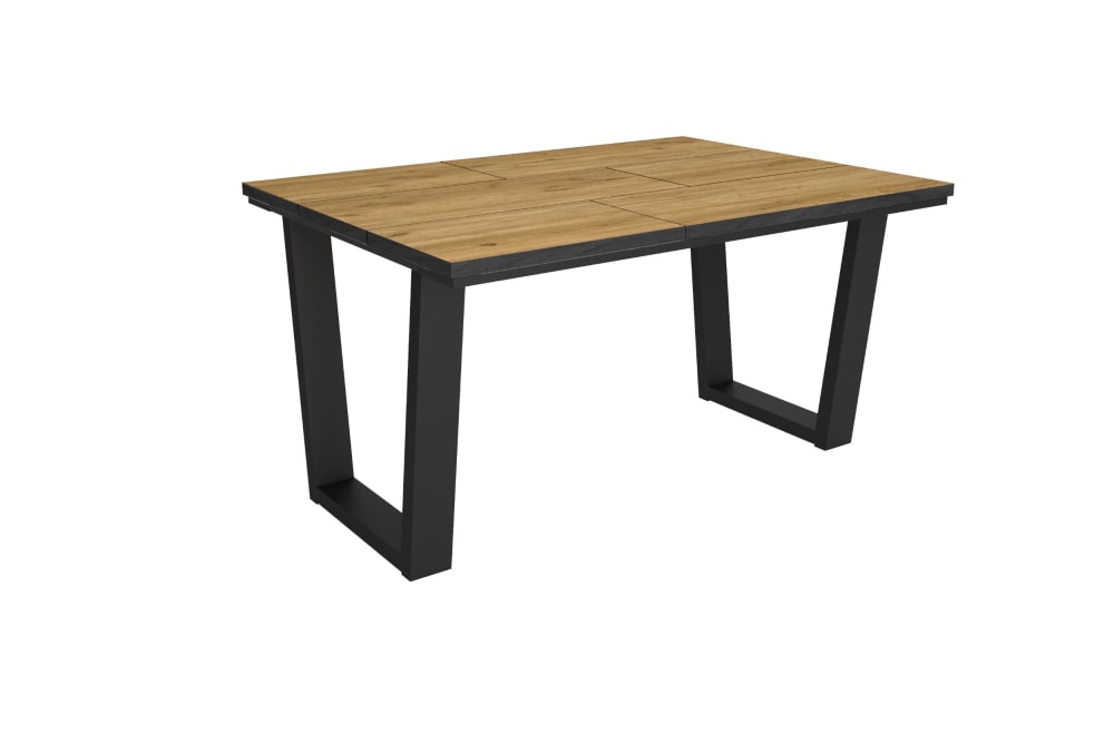 Table à manger effet bois de chêne et noir 140x90x74cm