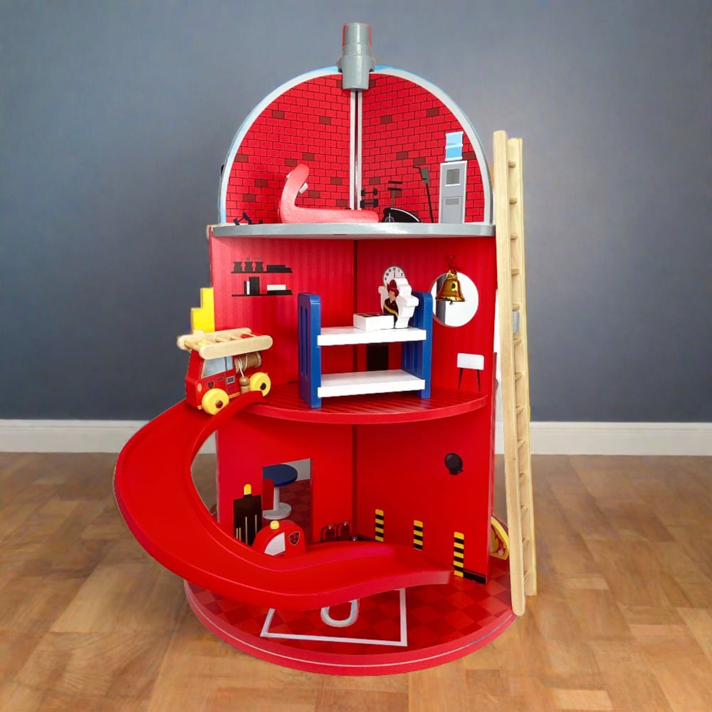 Caserne de Pompiers Jeu Enfant, 59cm, Rouge