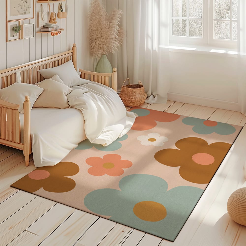 Tapis de jeu enfant marguerites multicolore 85x130cm