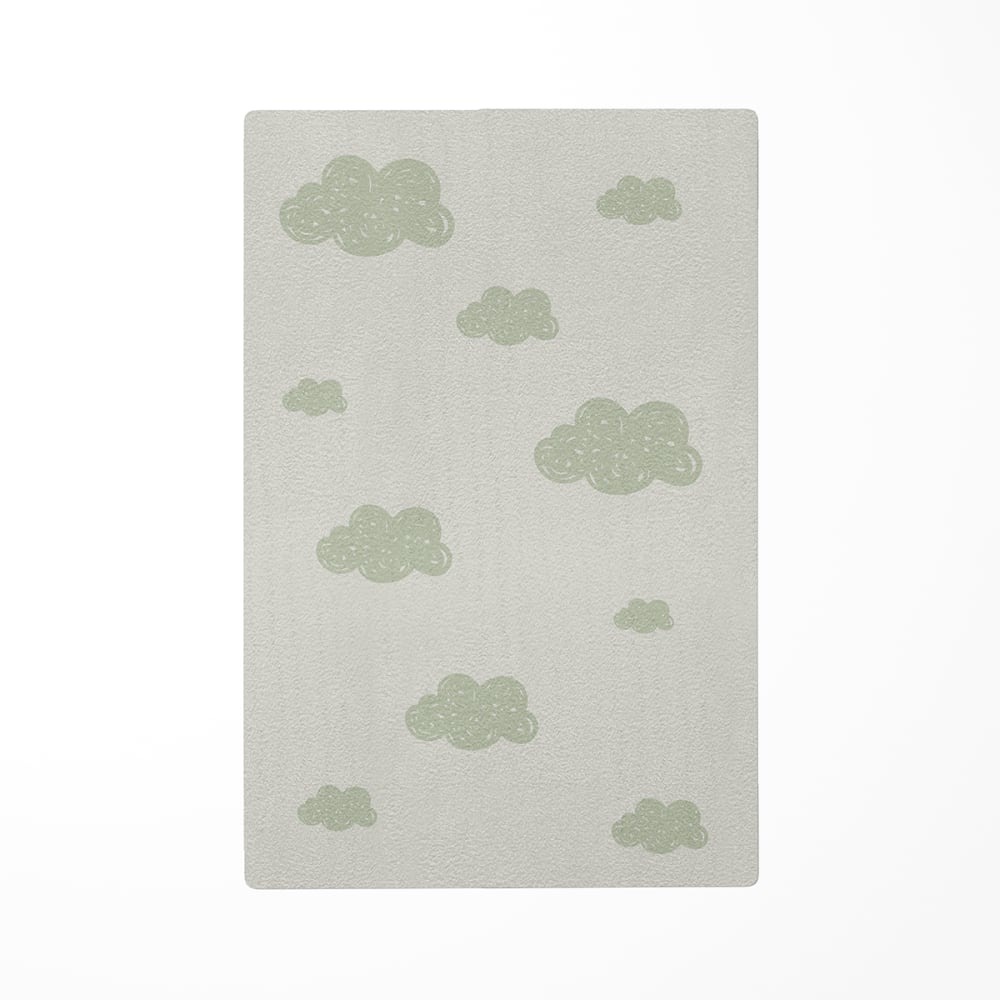 Decochic Kinderteppiche Wolken grün 85x130cm Öko-Tex Zertifikat Pes - Polyester Kinder