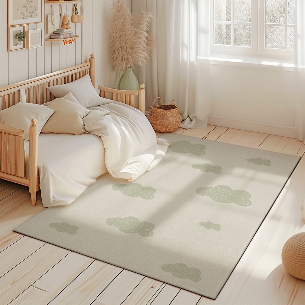 Tapis de jeu enfant  nuages vert 85x130cm