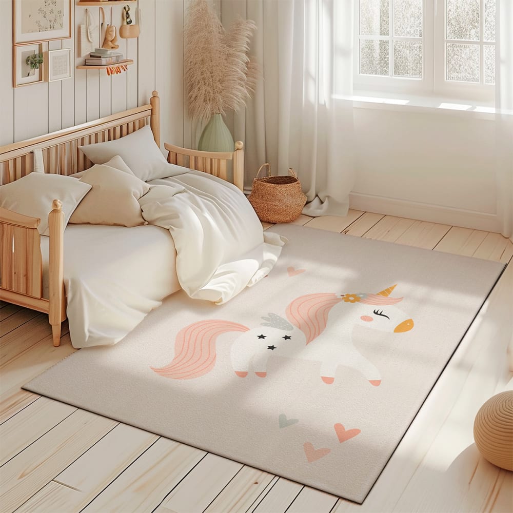 Tapis de jeu enfant licorne 2 rose 85x130cm