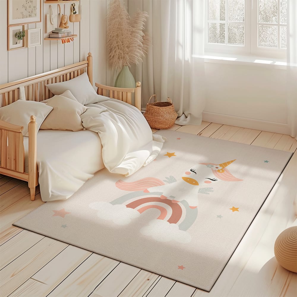 Tapis de jeu enfant  licorne 1 rose 85x130cm