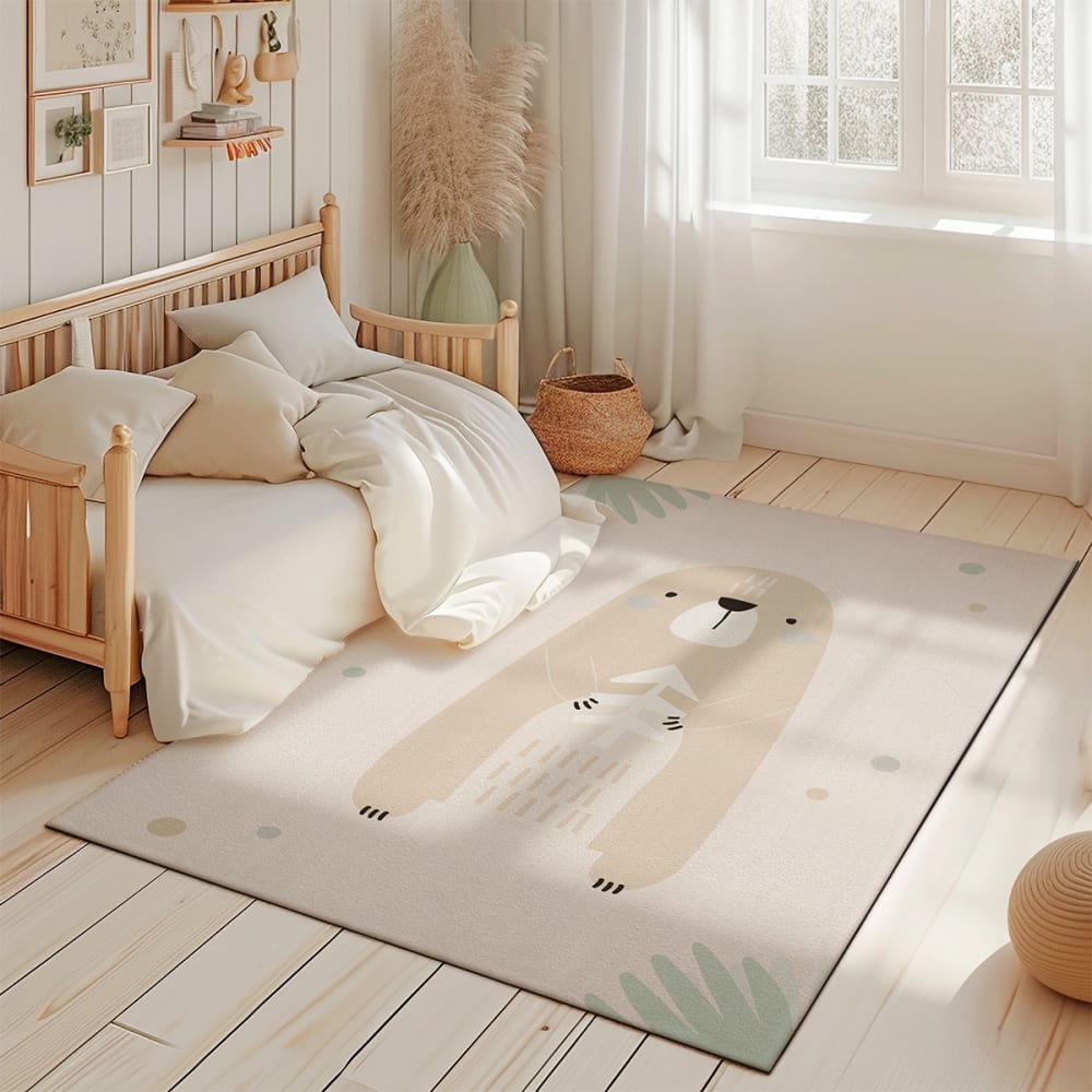 Kinderteppiche Waldtiere Bär grün 85x130cm - Maisons Du Monde