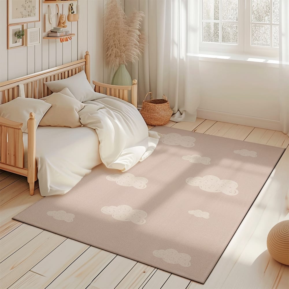Tapis de jeu enfant nuages beige 85x130cm