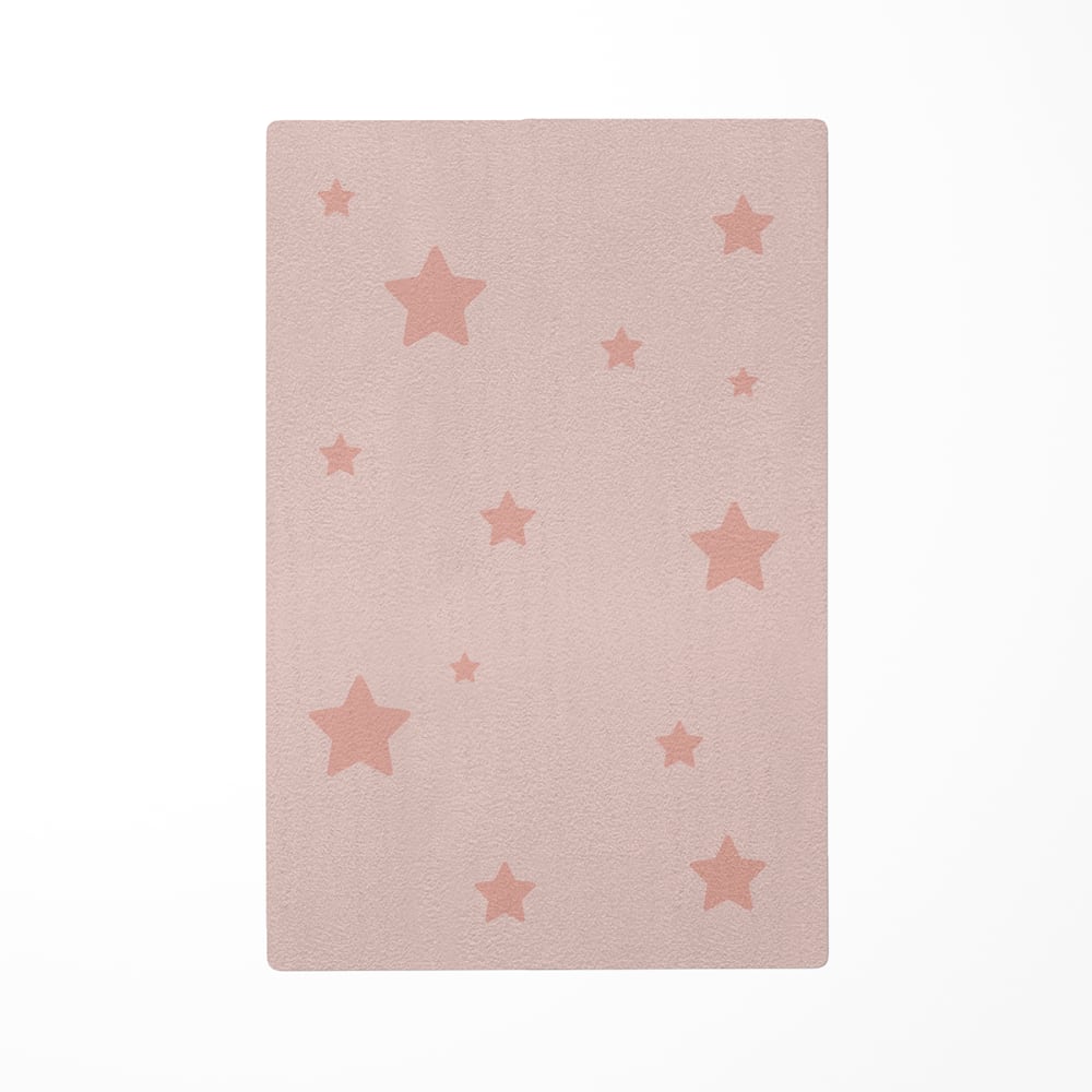 Tapis de jeu enfant étoiles rose 85x130cm