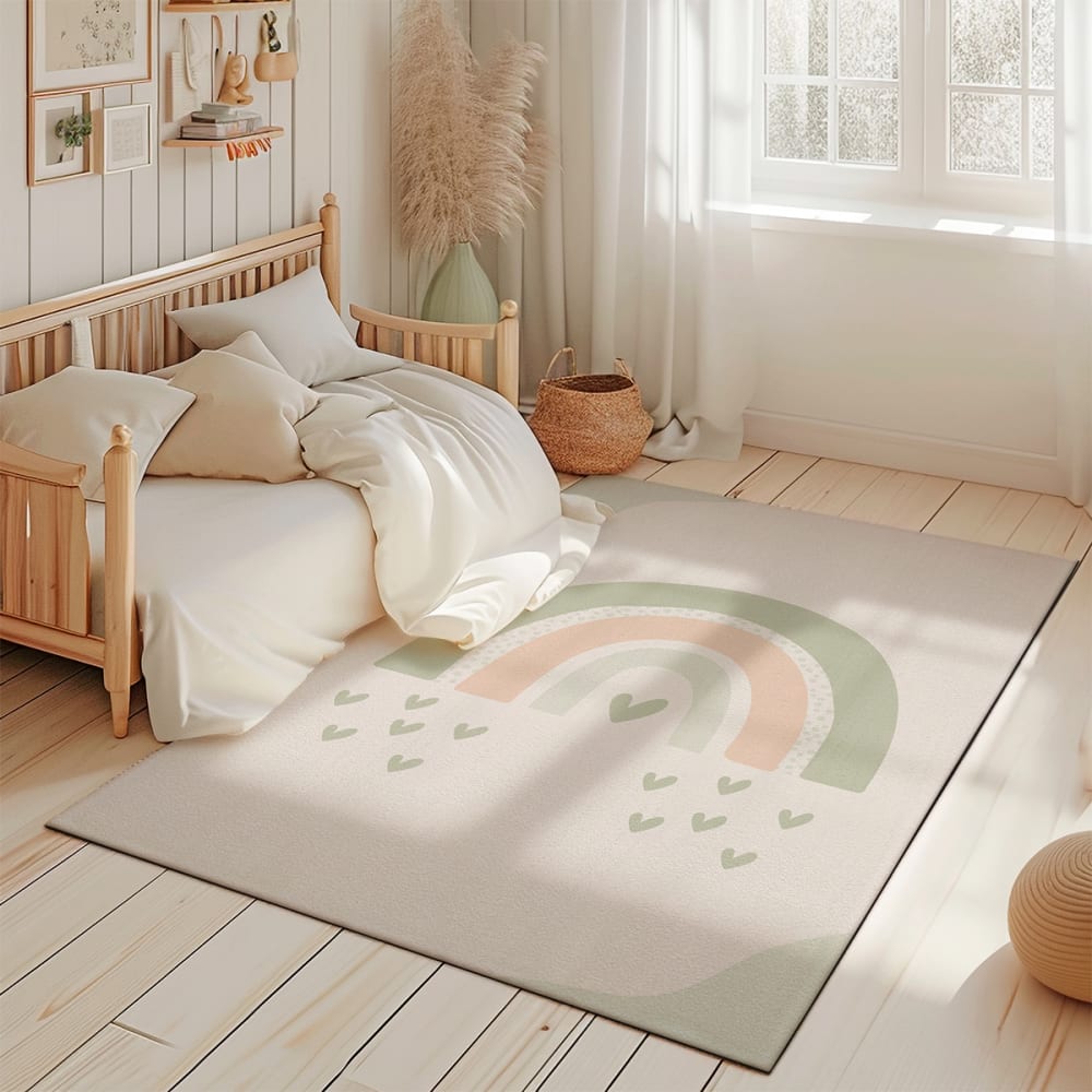 Tapis de jeu enfant  arc-en-ciel vert 85x130cm