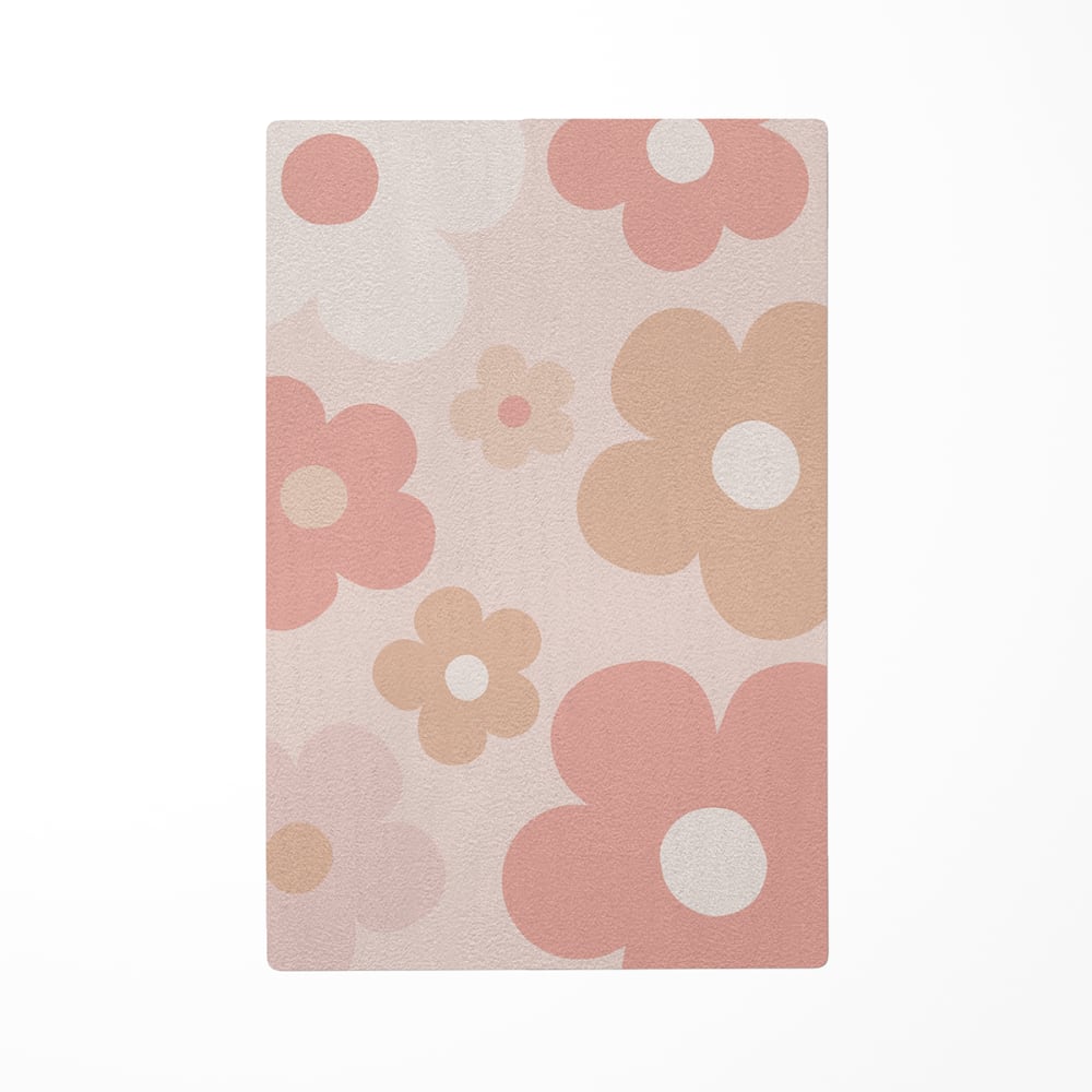 Tapis de jeu enfant  marguerites roses 85x130cm