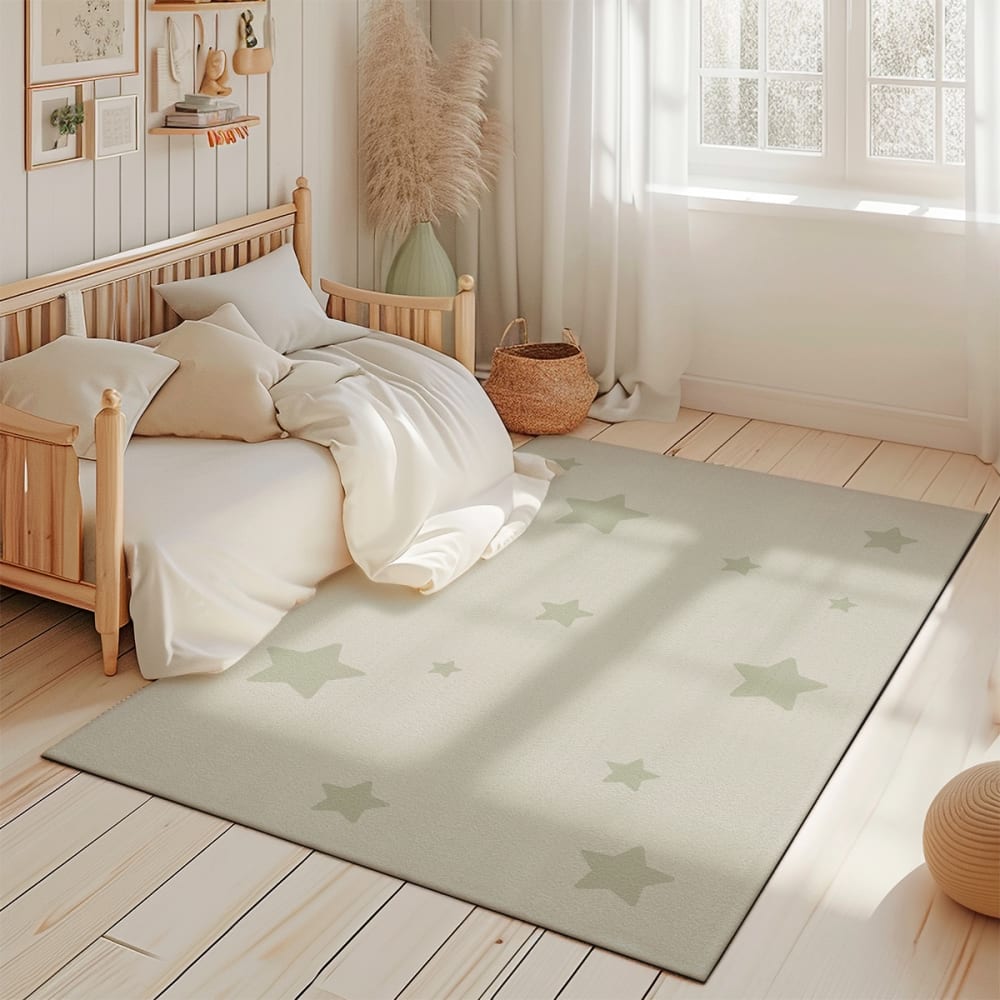 Tapis de jeu enfant  étoiles vert 85x130cm