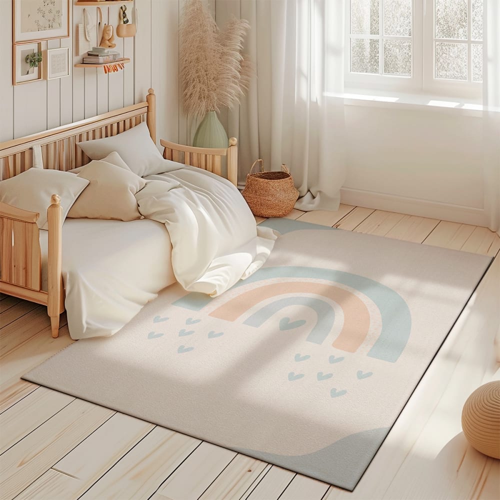 Tapis de jeu enfant arc-en-ciel bleu 85x130cm