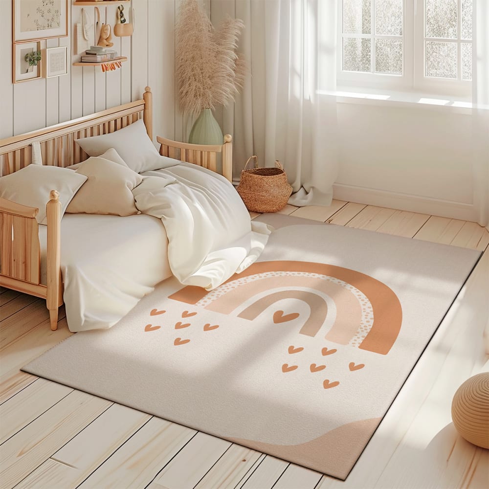 Tapis de jeu enfant  arc-en-ciel marron 85x130cm