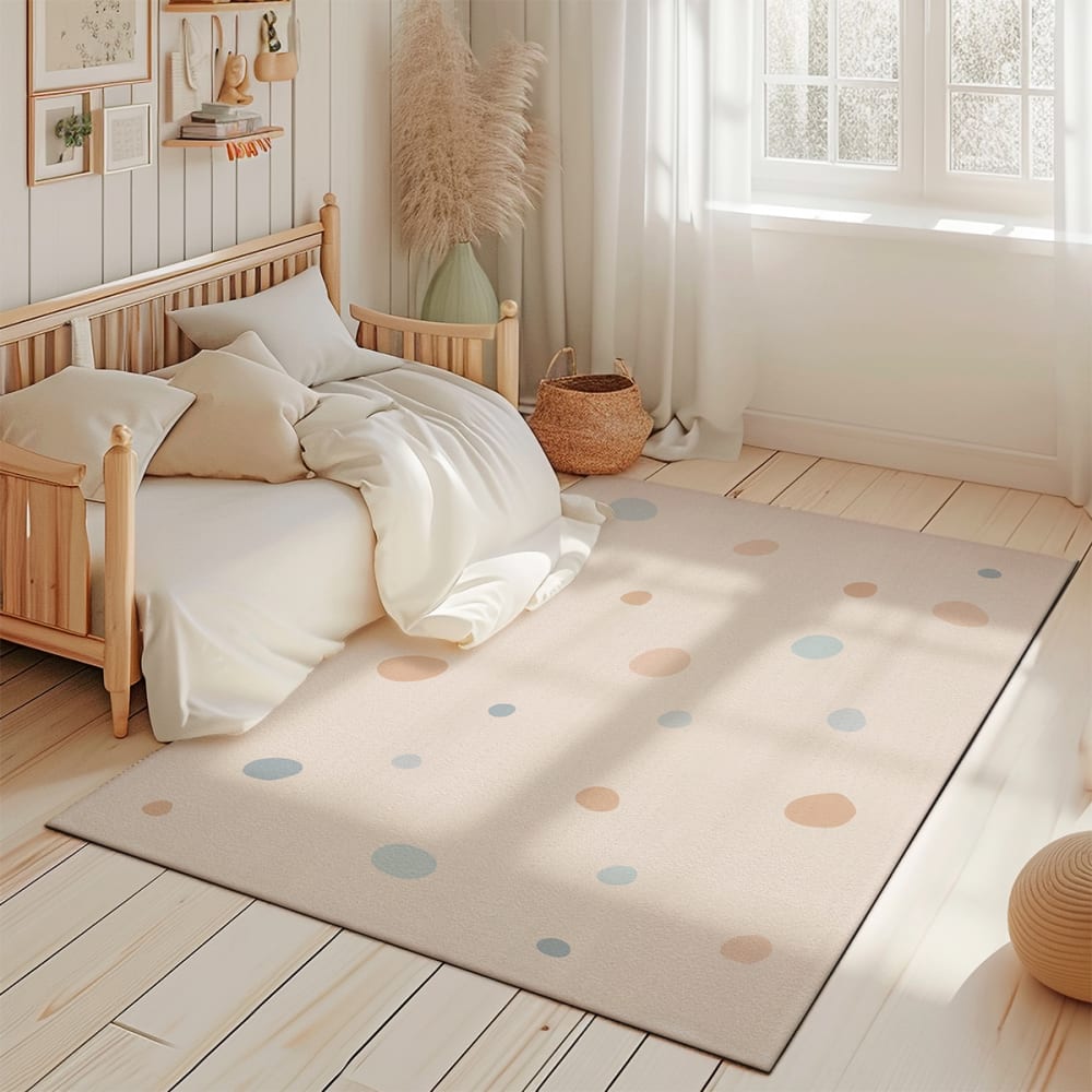 Tapis de jeu enfant  pois bleu 85x130cm