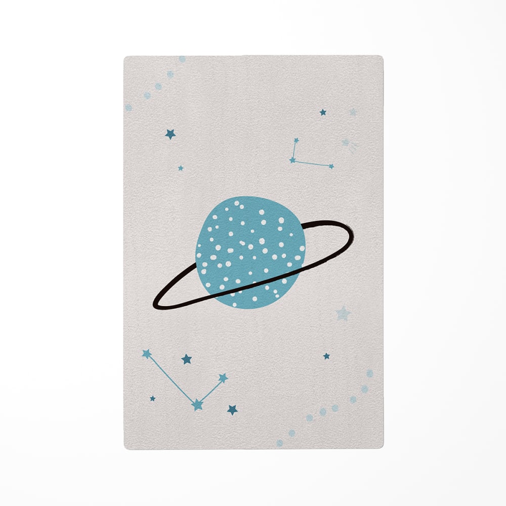 Decochic Kinderteppiche Weltraum Planet himmelblau 85x130cm Öko-Tex Zertifikat Pes - Polyester Kinder