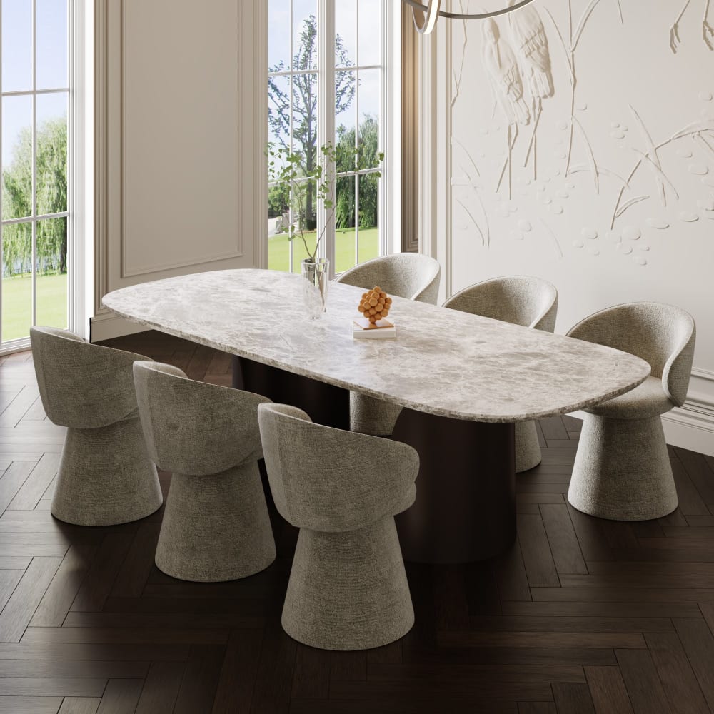 Fauteuil de salon rotatif 180° en velours texturé taupe