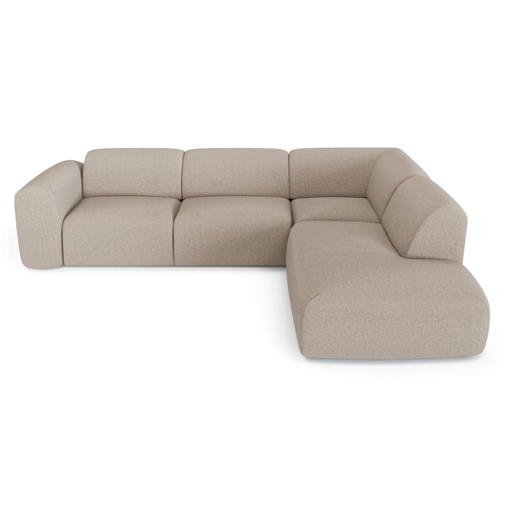 Canapé grand angle droit 5 places tissu tramé beige