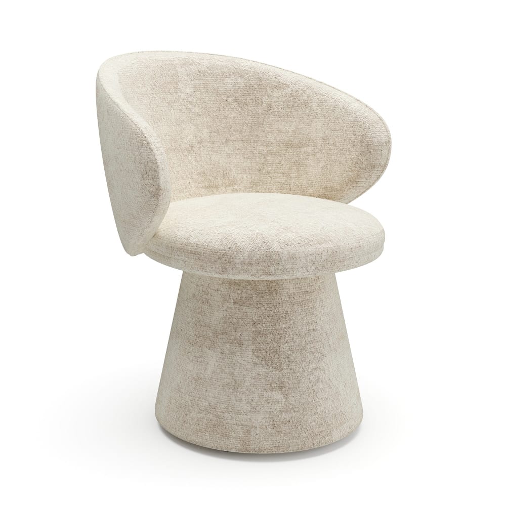 Fauteuil rotatif 360° en velours texturé crème Fauteuil rotatif 360° en velours texturé crème