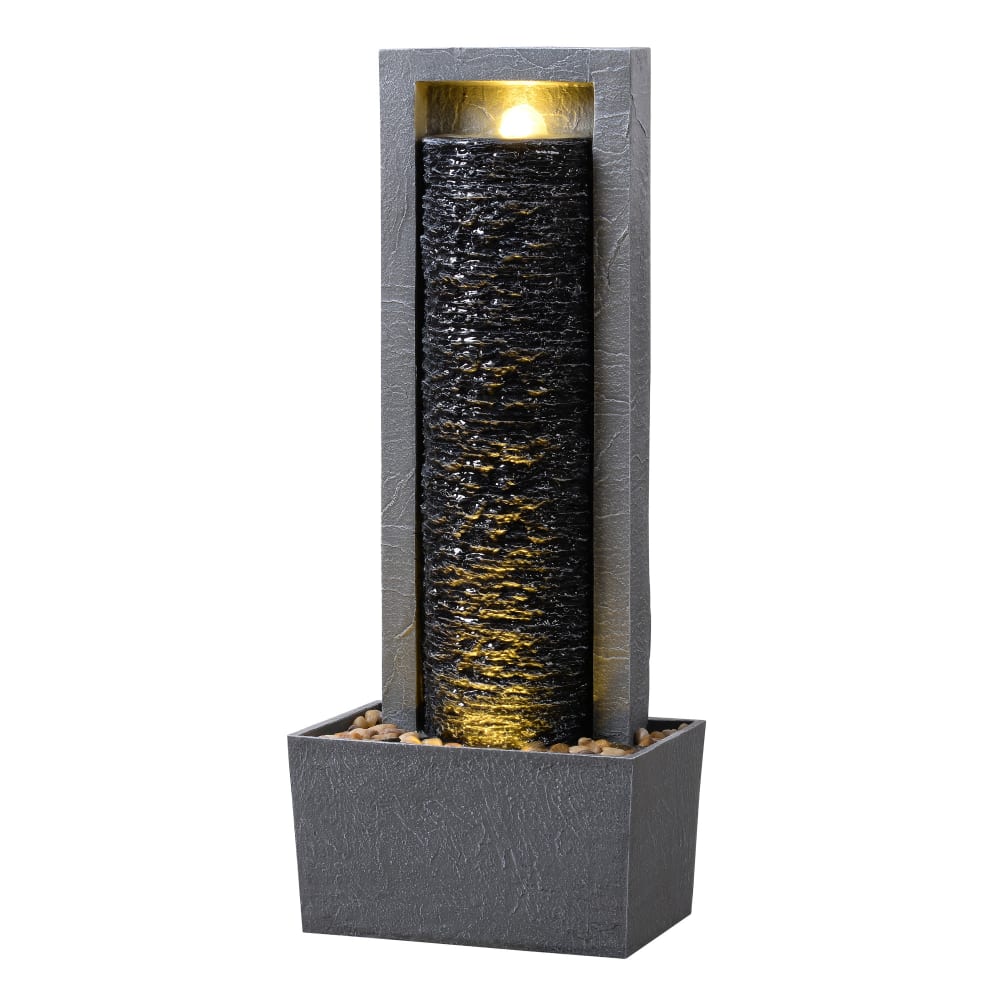 Fontaine de Jardin Ovale LED Gris, 80 cm