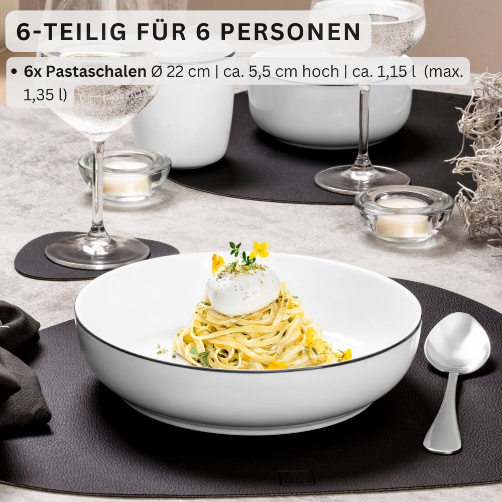 6er Set Pastaschalen aus Steingut, weiß - Maisons Du Monde