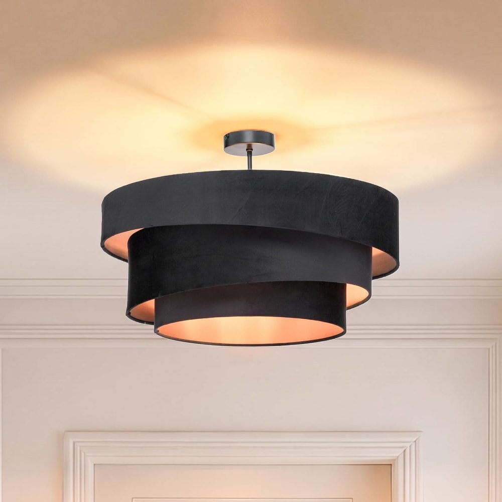 Lindby Deckenlampe aus Textil, schwarz style modern - Stoff