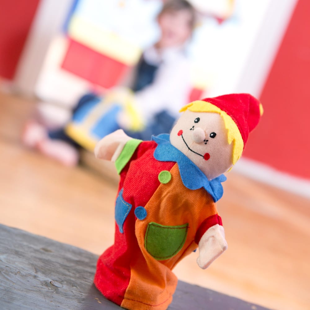 Kasperletheater für Türen, platzsparend, 6 Handpuppen, Bunt -