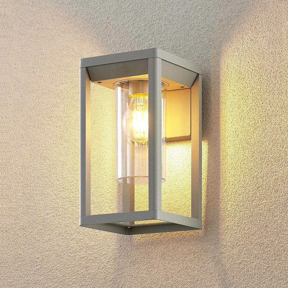 Lindby Außenwandleuchte aus Aluminium, grau style modern - Aluminium