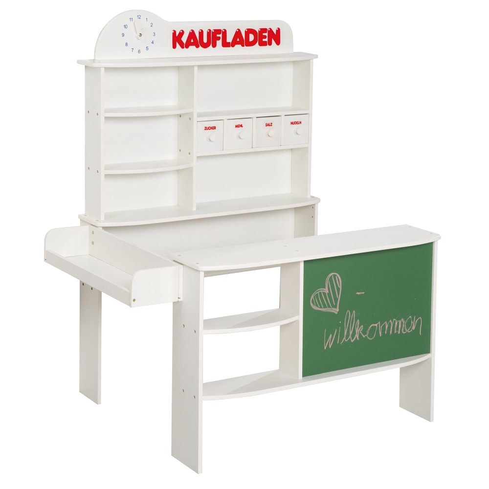 roba Kaufladen, 4 Schubladen, Seitentheke, Tafel, Weiß WEISS SPANPLATTE Kinder