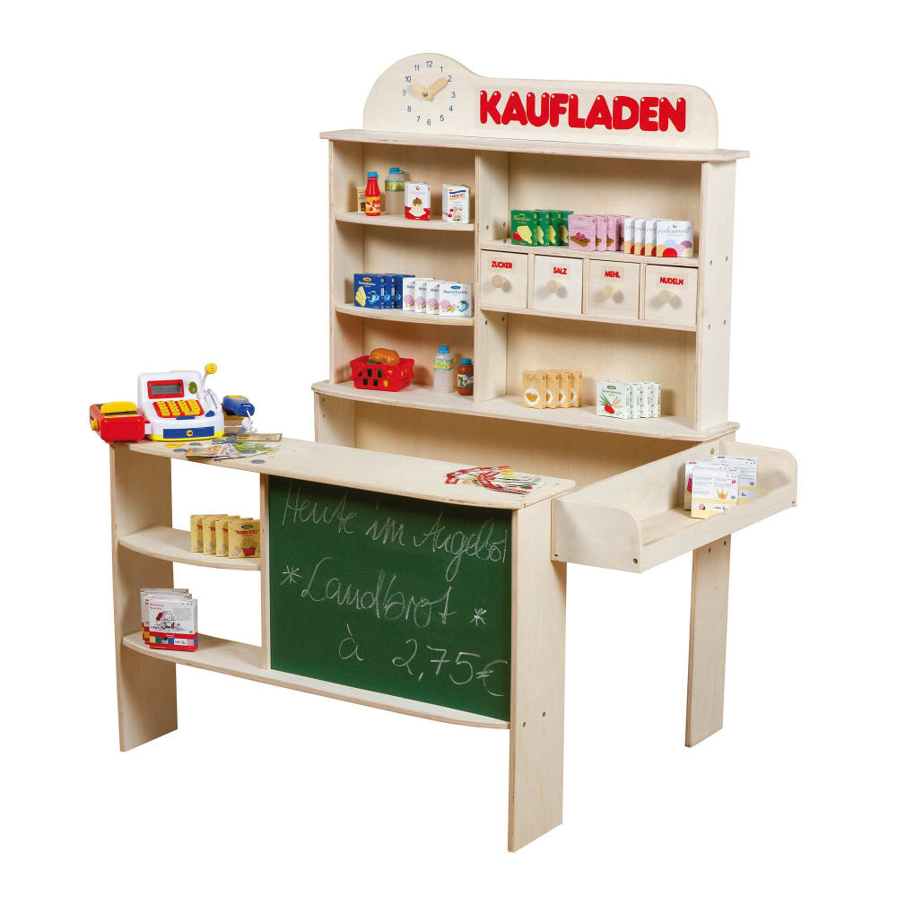 roba Kaufladen, 4 Schubladen, Seitentheke, Tafel, & Zubehör, Natur BRAUN SPANPLATTE Kinder