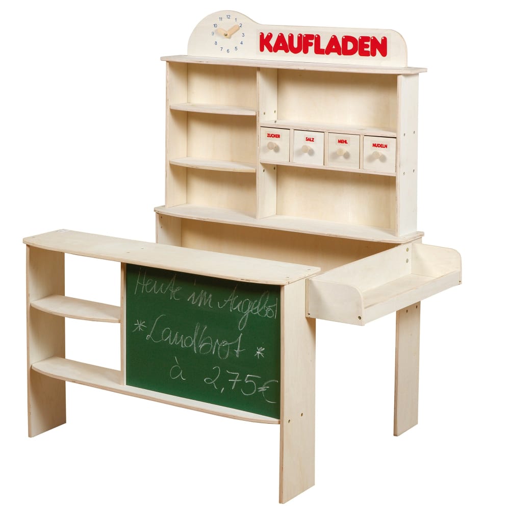 roba Kaufladen, 4 Schubladen, Seitentheke, Tafel, Holz natur BRAUN SPANPLATTE Kinder