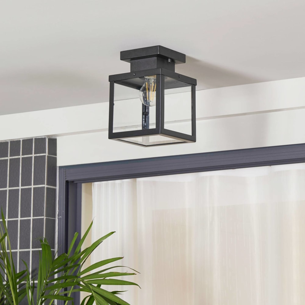 Lindby Deckenlampe aus Edelstahl, schwarz style modern - Edelstahl