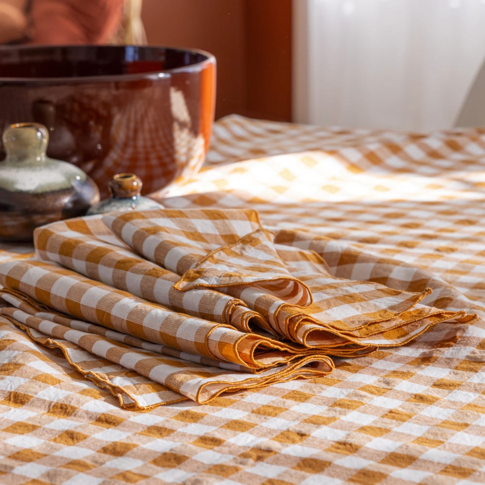 Serviette de table en chanvre et coton Curcuma 45x45cm - Maisons du Monde