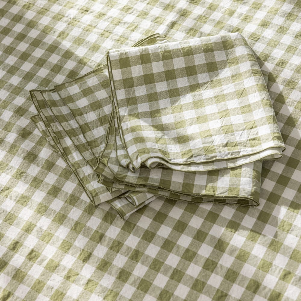 Serviette de table en chanvre et coton sauge 45x45cm