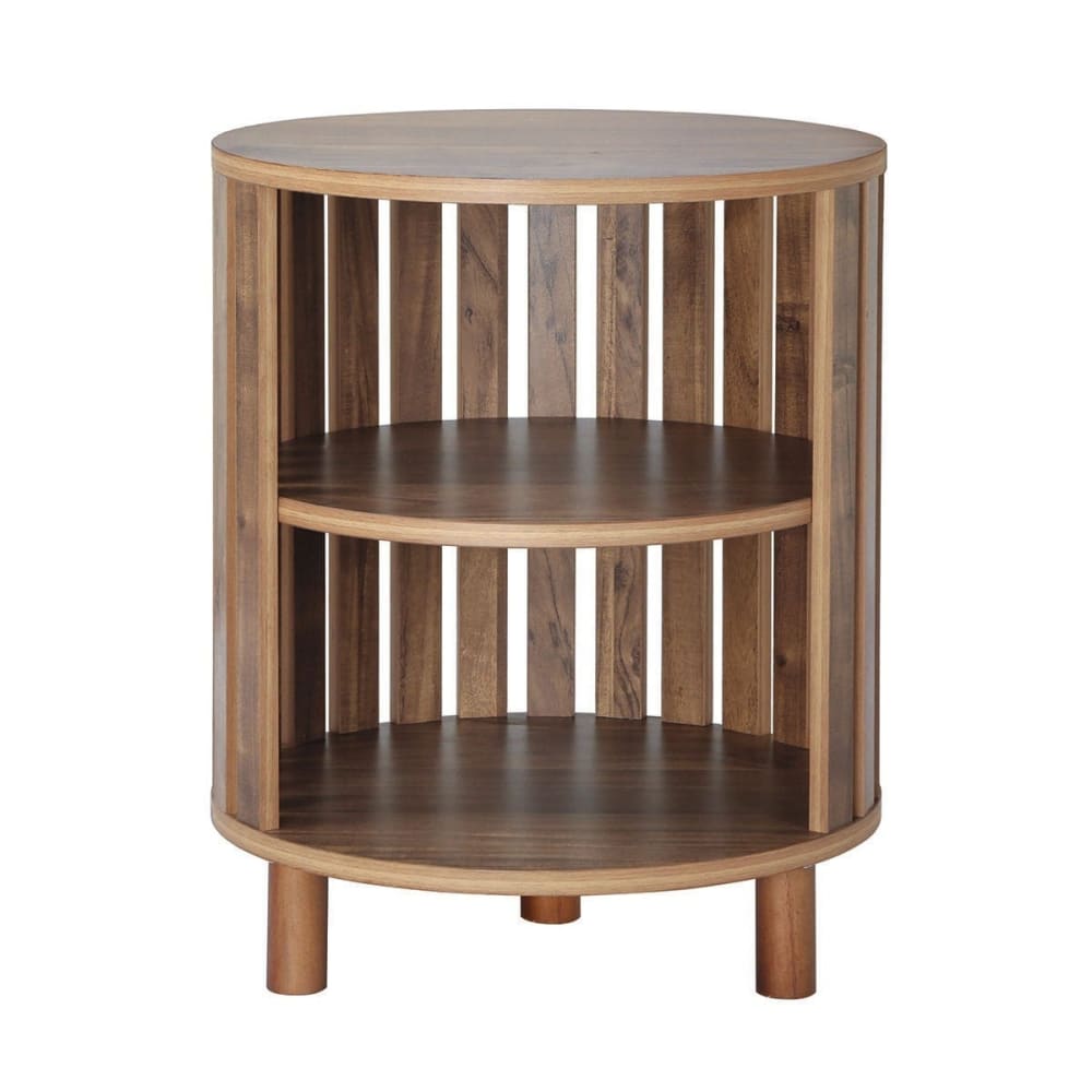 Calicosy Runder Nachttisch H50 cm – Helle Holzoptik Beige Spanplatte