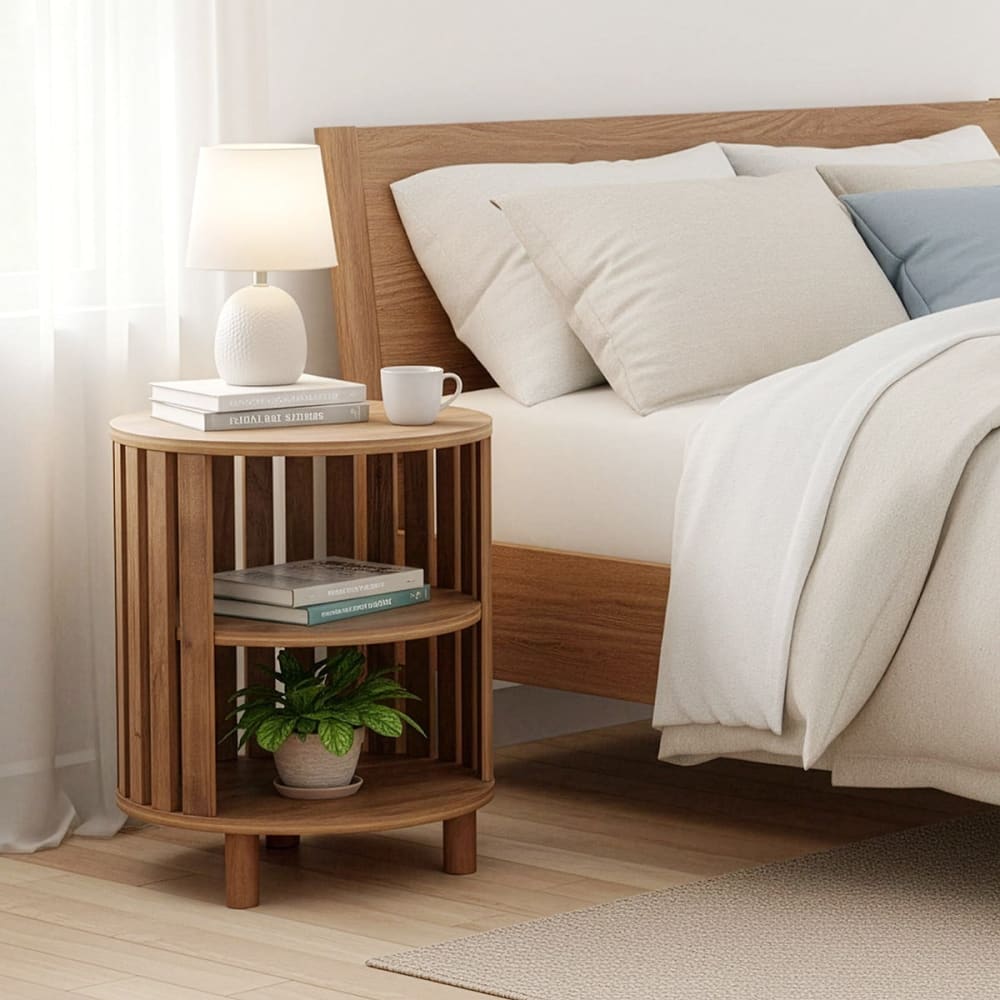 Runder Nachttisch H50 cm – Helle Holzoptik - Maisons Du Monde