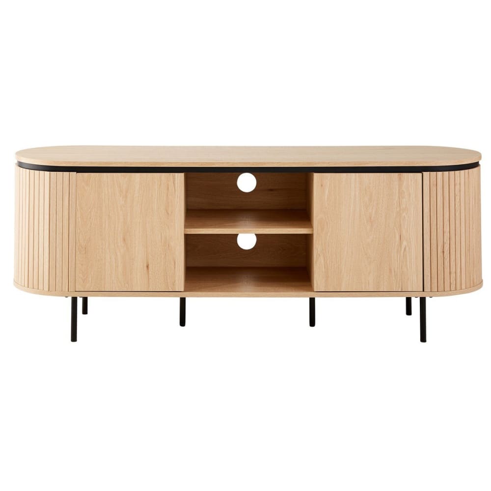 Meuble TV 2 portes L150 cm - Effet bois clair