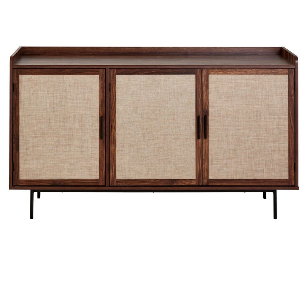 Calicosy Buffet mit 3 Türen, Dekor Nussbaum und Stofffronten, L140 cm Braun Spanplatte