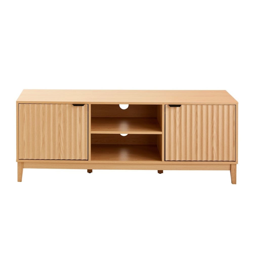 mueble de tv 2 nichos y 2 puertas l140 cm - efecto madera clara