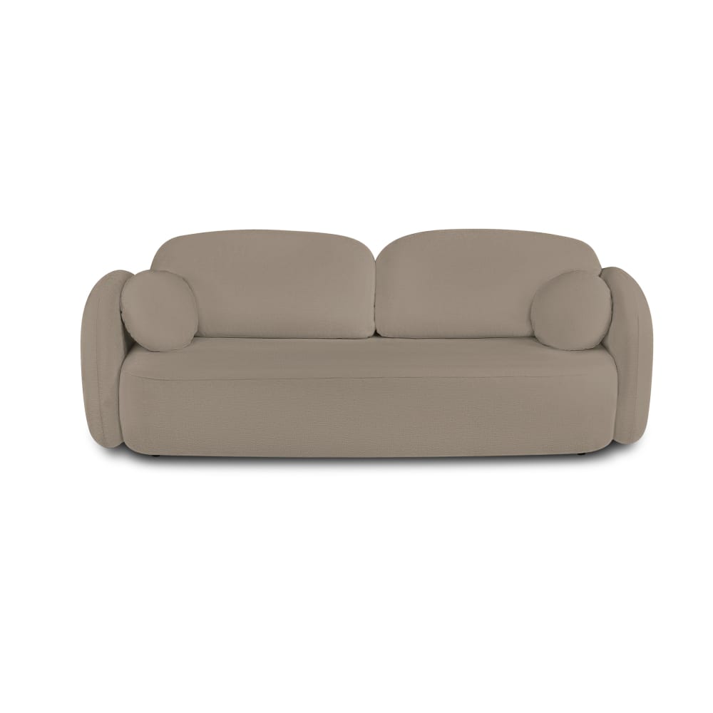 Canapé droit convertible en tissu bouclette 3 places taupe