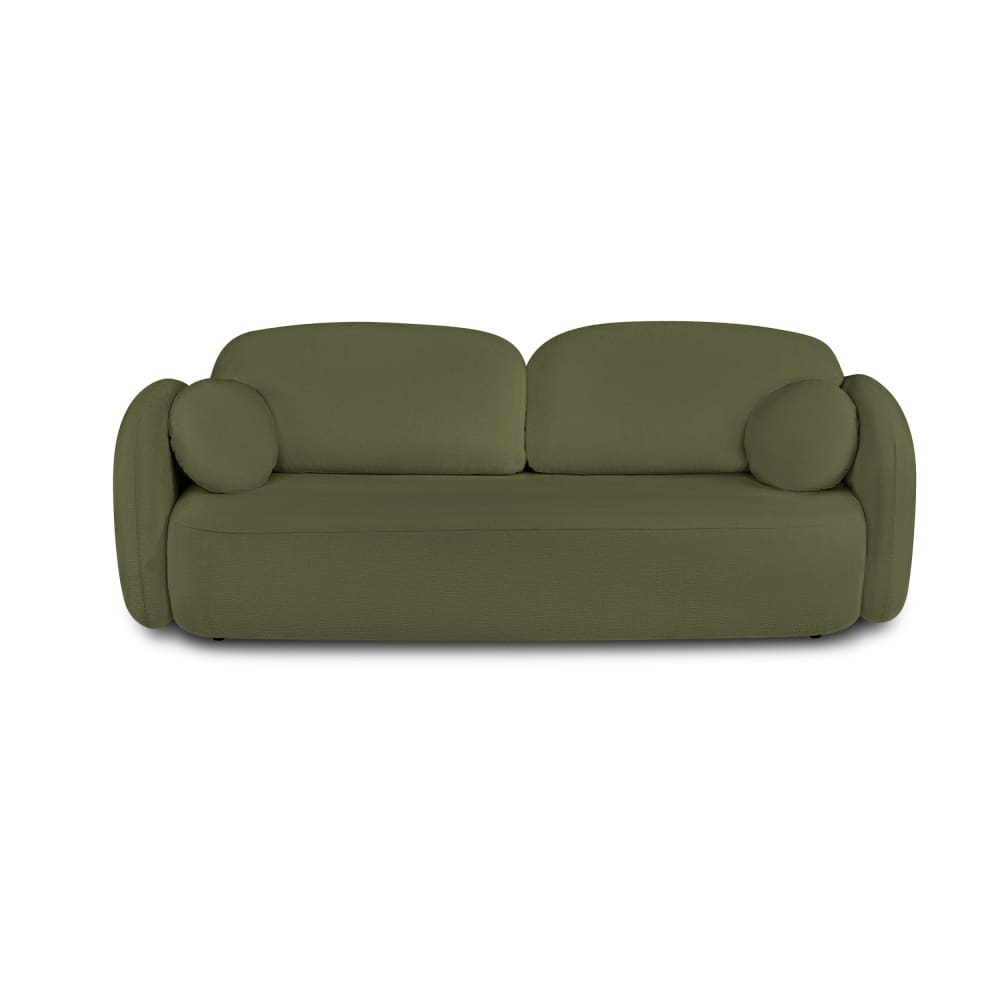 Canapé droit convertible en tissu 3 places vert kaki