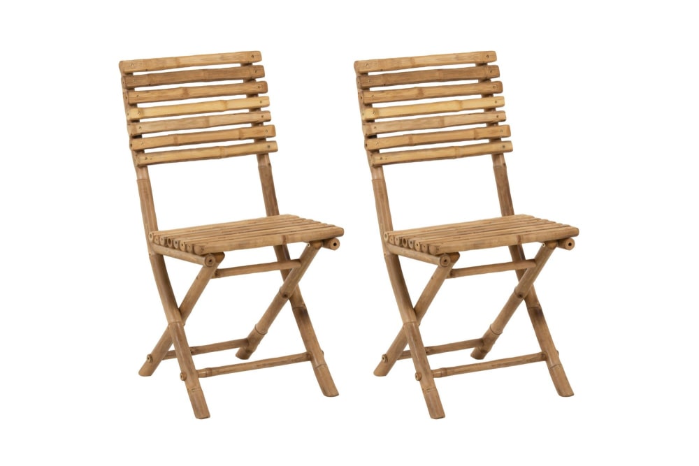 Lot de 2 chaises de jardin pliables en bambou