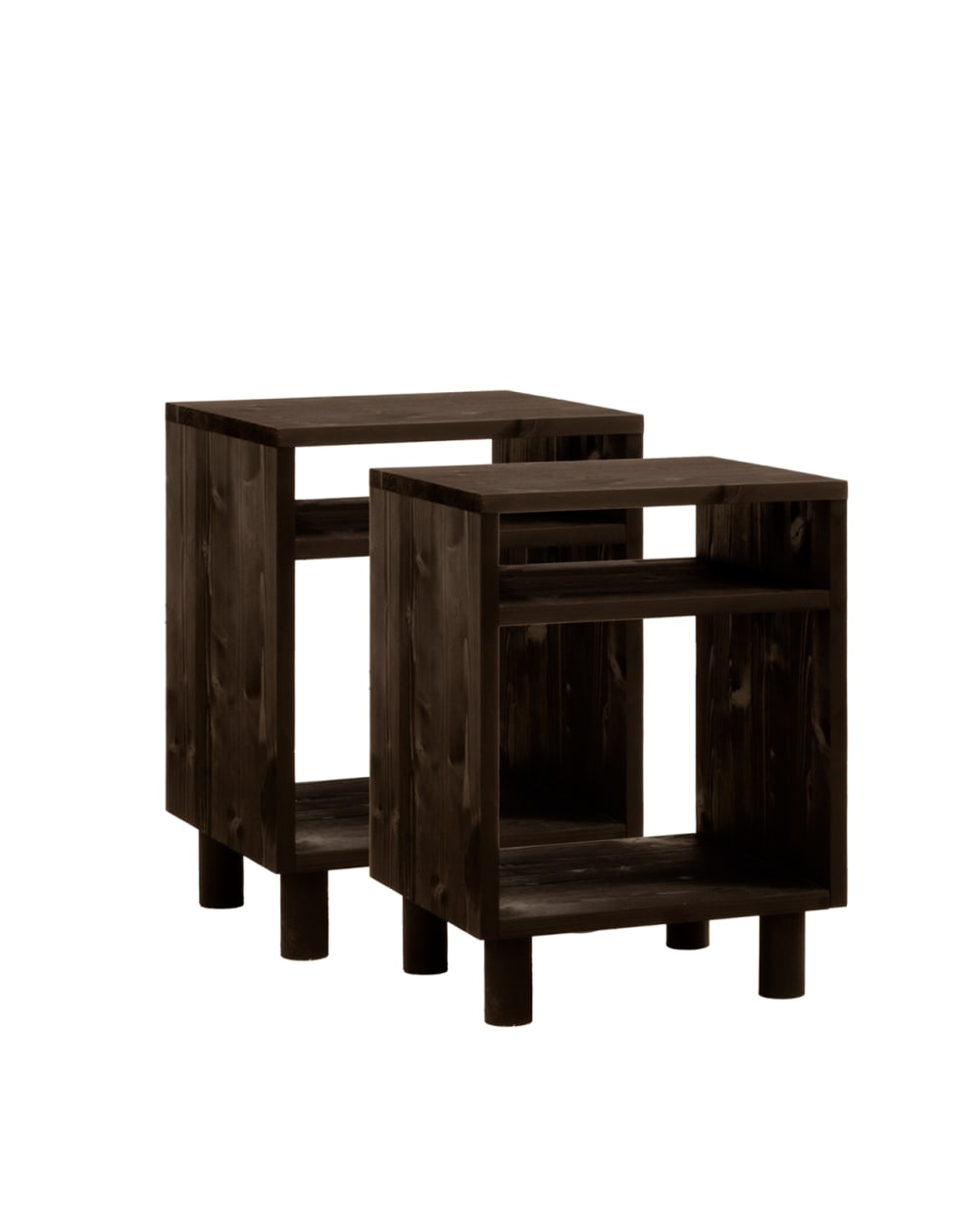 Ensemble 2 tables de chevet en bois noir 51x32cm