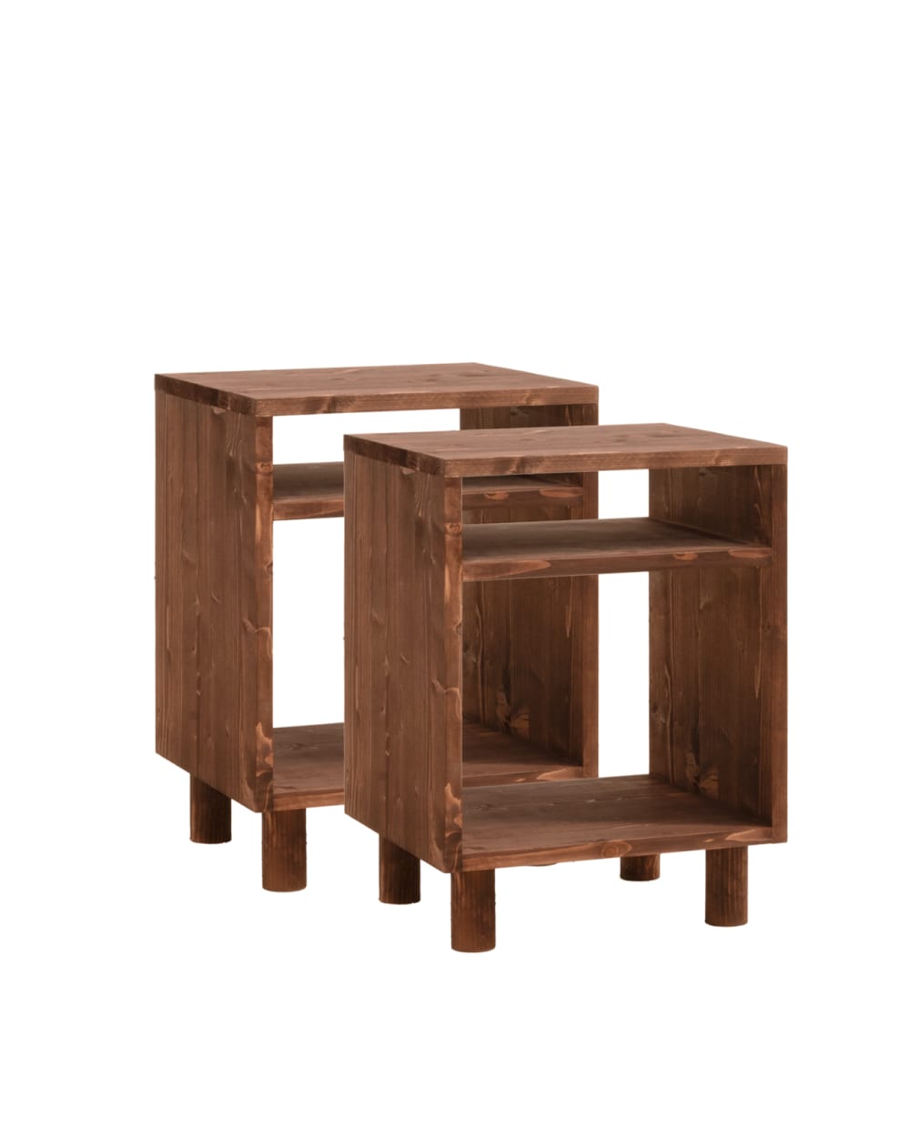 Ensemble 2 tables de chevet en bois noyer 51x32cm